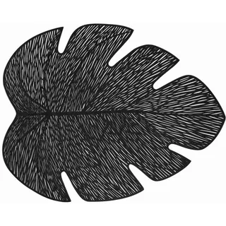 Douceur d ́intérieur Tischset Blattform 36/46 cm , Schwarz , Kunststoff , Heimtextilien, Wohntextilien, Tischwäsche, Tischsets