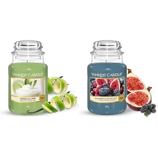 Yankee Candle Duftkerze im Glas (groß) – Mulberry & Fig Delight – Kerze mit langer Brenndauer bis zu 150 Stunden & Duftkerze im Glas| Vanilla Lime | Brenndauer bis zu 150 Stunden| Große Kerze im Glas