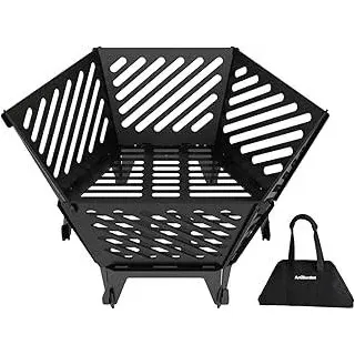 57 cm dickerwandige, robuste tragbare, zusammensteckbare Feuerschale für Camping, mit Reisetasche - Feuerschüssel für Terrasse, Garten, Grillen, Lagerfeuer