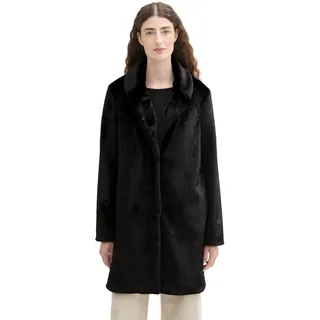 TOM TAILOR Damen 1042918 Fake-Fur Mantel, 14482-Deep Black, XXL