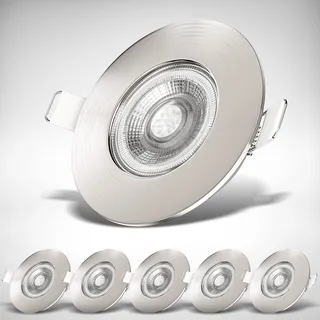 B.K.Licht Einbaustrahler 6er Set rund warmweiß IP44 Matt-Nickel