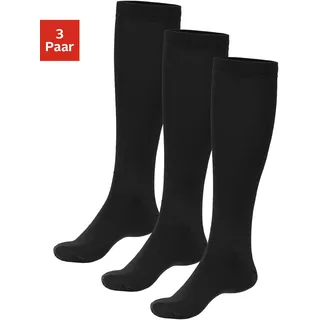 Kniestrümpfe BENCH. "Herren Wollkniestrümpfe, uni, weicher Abschluss", Herren, Gr. 39-42, schwarz (3x schwarz), Elasthan, Polyamid, Wolle, unifarben, elastisch, Socken Kniestrümpfe, Herrenkniestrümpfe mit wärmender Wolle