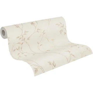 A.S. Création Pure Elegance Vliestapete mit floralem Muster 0,53 x 10,05 m – Beige, Creme, Braun - Tapete mit Blumenranken Made in Germany - 397671