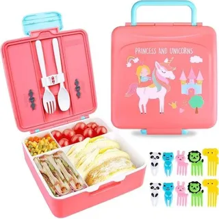 BPA-freie, atmungsaktive Essensbox mit Utensilien für Kinder, wasserdichte und hitzebeständige Korb für das Mittagessen der Mädchen und Jungen, perfekt für den Schulalltag, Kindergarten und Outdoor-Abenteuer. - Rosa