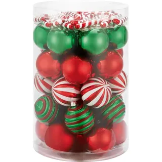 Weihnachtskugel-Set Ø 6 cm 50-teilig Rot-Weiß-Grün