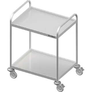 Servierwagen mit zwei Böden, 800x500 mm, verschweißt - Silber