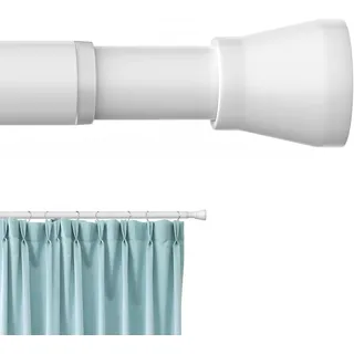 AIZESI 1 Stück Gardinenstange ohne Bohren Teleskopstange Vorhangstange Duschvorhangstange Spannstange Verstellbare Gardinenstange Klemmstange für Gardinen, Badezimmer Weiß 110-190CM (Durchmesser 22mm)