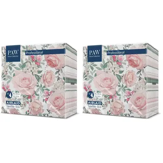 PAW - Servietten aus Airlaid - Stoffähnlich (40 x 40 cm) I 50 Stück I Ideal für Hochzeit, Taufe, Kommunion, Geburtstag I Stoffservietten - Blumen, Rosen I Farbe: Gorgeous Roses (Packung mit 2)