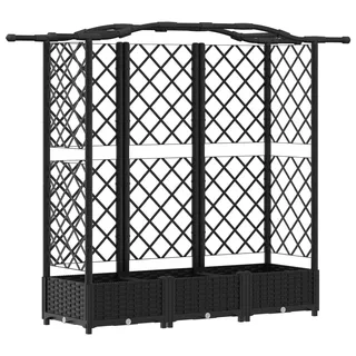 Hochbeet mit Rankgitter und Dach Schwarz 163 x 40 x 126 cm PP - Schwarz