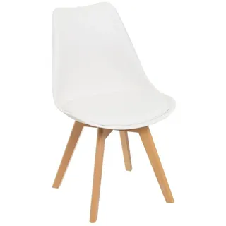 Set mit 4 Stühlen aus PP und Holz in Weiß und Natur