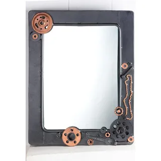 Gilde Spiegel, rechteckig, "Ruby", Zahnradmotiv, Metall, schwarz, VE 1, L. 7 cm, B. 61 cm, H. 77 cm 68959 4063387689592 - Schwarz, Kupfer