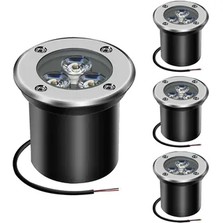 AHOTSUK LED Bodeneinbaustrahler Wegeleuchten 3W 12V 24V Bodeneinbaustrahler Aussen IP67 Gartenstrahler für Aussen Wegbeleuchtung Garten Terrasse Treppen,Kaltes Weiß