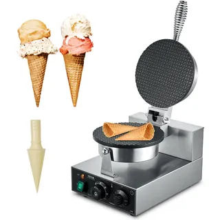Vevor elektrische Eistütenmaschine kommerzielle Waffeltütenmaschine 1230 W, antihaftbeschichtete Frühlingsrollenform, mit Temperatur- und Zeitregelung, Griff, für Restaurant Bäckerei Snackbar Familie