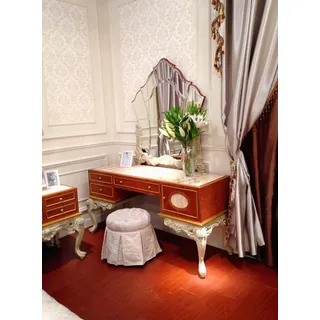 Schminktisch Spiegel Luxus Klasse Konsole Kommode Schlafzimmer Barock Rokoko E66 - Braun