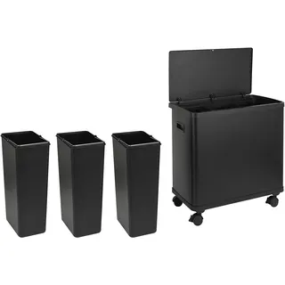 SVITA SR3X18 54L Sensor-Mülleimer 3 Fächer Mülltrennsystem Abfalleimer Stahl Schwarz - Schwarz