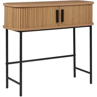 Beliani Konsolentisch helles Holz/schwarz Bradley , Holzwerkstoff , 80x70x30 cm , Wohnzimmer, Wohnzimmertische, Konsolentische