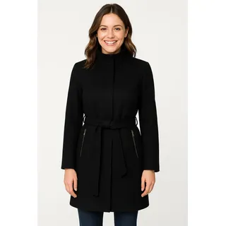 Kurzmantel VERO MODA "VMBLASSJESSY AW WOOL JACKET GA LCS", Damen, Gr. S, schwarz, Web, Obermaterial: 64% Polyester, 30% Wolle, 6% Nylon, unifarben, Po-bedeckend, V-Ausschnitt, Mäntel Kurzmantel, mit Wollanteil und Lederimitat Details