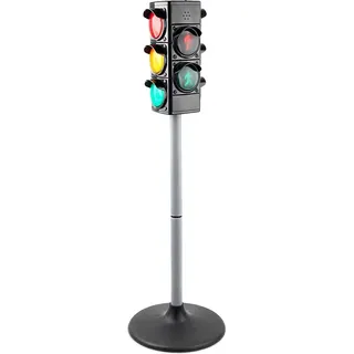 Relaxdays Ampel für Kinder, Licht & Sound, 69x21x21cm, Verkehrsampel Kinder, manuell/automatisch, schwarz/silber