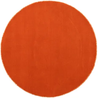 carpetfine Gabbeh Lola Uni Wollteppich Ø 60 cm orange