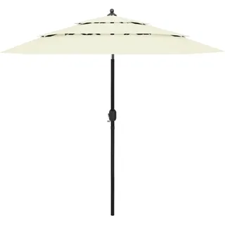 The Living Store Sonnenschirm mit Aluminium-Mast 3-lagig Sandfarben 2,5 m - Beige