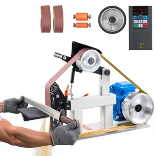 VEVOR Bandschleifmaschine 1500 W Band und Scheiben Schleifmaschine 5,08 x 208,28 cm Riemengröße Bandschleifmaschine 1 Phase in 3 Phase Schleifgerät 427 X 30,5 cm Gummischeibe Band-Tellerschleifer