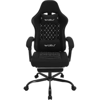 WOLTU Gaming Stuhl mit Massagefunktion, Taschenfederkissen, ergonomisch, Netzstoff, Schwarz - Schwarz