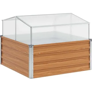 vidaXL Gartenpflanzer mit Gewächshaus Hellbraun 100 x 100 x 77 cm - Braun