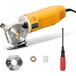 Elektrischer Rotations-Stoffschneider, Mehrlagenschere, Schnittkapazität 1 Zoll, für Stoff, Leder und Teppich, orange/schwarz