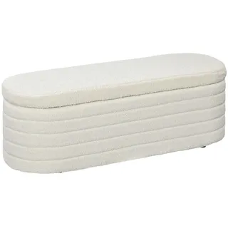 Homcom Sitzbank mit Stauraum Holzbeine, 116 x 41 x 40,5 cm, Cremeweiß