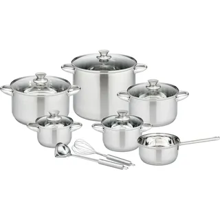 GSW Topf-Set »Rigo« Set, Kochtopf 14/16/20/24 cm, 1 Stielkasserolle 16 cm, Gemüsetopf 26 cm, 13 Stk. tlg. Edelstahl, silberfarben