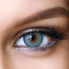 GLAMLENS Sehr stark deckende und natürliche Blaue Kontaktlinsen SILIKON COMFORT NEUHEIT farbig 'Elly Blue' + Behälter - 1 Paar (2 Stück) - DIA 14 mm - ohne Stärke 0.00