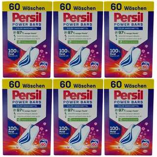 Persil POWER BARS 6 x 60 Stück COLOR Waschmittel - ab 20° wirksam - 60 WL