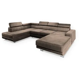 masseno Wohnlandschaft mit Schlaffunktion Siena , beige , Maße (cm): B: 335 H: 89