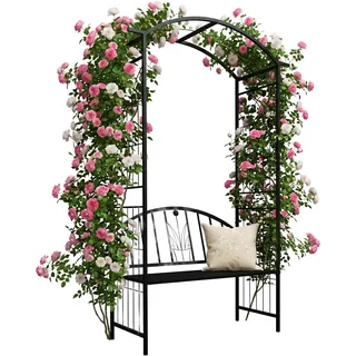 Relaxdays Rosenbogen 210 x 134 x 48 cm Schwarz
