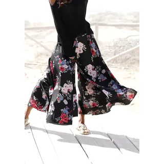 LASCANA Hosenrock "mit extra weitem Bein" mit Blumenprint, Culotte, extraweites Bein, luftige Sommerhose, schwarz, bedruckt