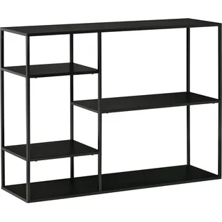 Homcom Standregal Bücherregal Lagerregal Aktenregal mit 5 offenen Fächern Küchenregal Metall schwarz 120B x 35T x 87,5H cm