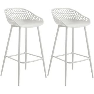 Idimex Barhocker Irek 2Er-Set , Weiß, Weiß , Textil , Vintage , 47x99x49 cm , Esszimmer, Barmöbel, Barhocker
