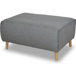 DOMO. collection Polsterhocker Jules FK mit Federkern und Holzfüßen, Sofa Hocker, Beistellhocker, Sitzhocker, 97 x 66 x 47 cm (BxTxH), in silber