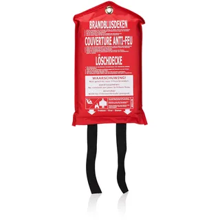 smartwares Feuerlöschdecke – 100 x 100 cm – Glasfasertuch – zur ersten Hilfe – inkl. Schutztasche mit Öse zur Aufhängung – nach EN1869:1997-10.014.60