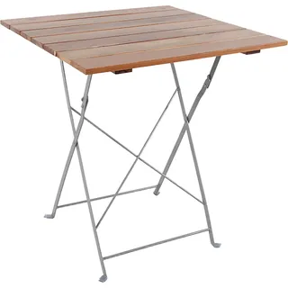 Biergarten Tisch Klapptisch Gartentisch Stehtisch klappbar Akazie Stahl 70x70cm - Grau, Braun