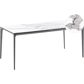 BELIANI Gartentisch Weiß u. Dunkelgrau HPL-Platte Marmor Optik Rechteckig 180x90 cm mit Metallgestell Aluminium Modern Outdoor Esstisch für 6 Personen - Weiß, Grau
