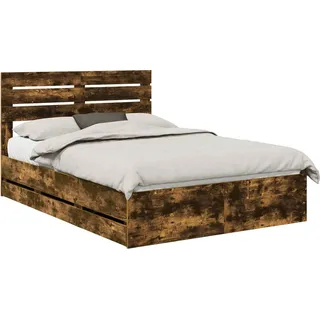 vidaXL Bettrahmen Geräucherte Eiche 140 x 190 cm Ingenieurs Holz - Braun