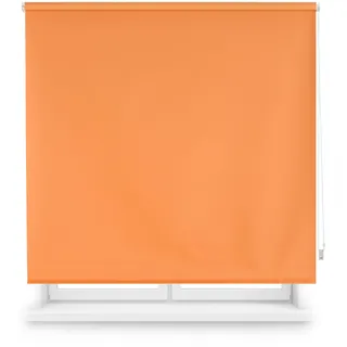 Blindecor Premium Verdunkelungsrollo nach Maß | Orange | 85 x 220 cm (Breite x Höhe) Stoffgröße 82 x 215 cm | Verdunkelungsrollo mit 38 mm Rohr, robuster und eleganter