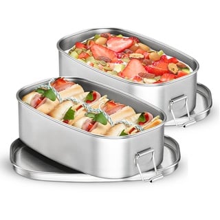 Dailyart Brotdose Edelstahl, 2er Set Metall Brotdose Klein Lunchbox, Praktische Brotzeitbox Vesperdose Spülmaschinenfest Nachhaltig Plastikfrei Bento Box für Erwachsene, Schule, Picknick