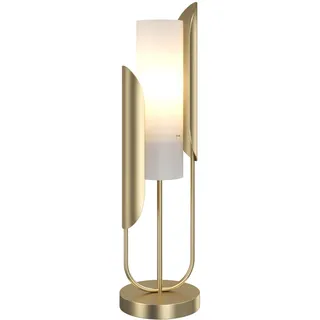 Tischleuchte Gold Weiß 75,3 cm hoch Metall Glas E14 Tischlampe Wohnzimmer