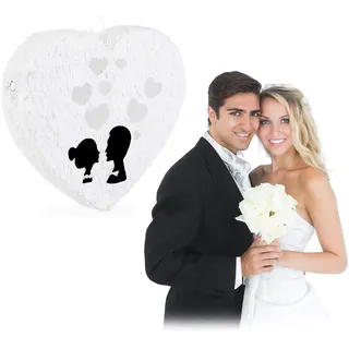 Relaxdays Pinata Hochzeit 50x45x10 cm Weiß