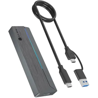 Icy Box M.2 NVMe/SATA SSD Gehäuse mit RGB-Beleuchtung USB 3.2 Gen 2 10 Gbit/s, unterstützt 2230/42/60/80, inkl. Wärmeleitpad & USB-C/A Kabel, IB-1826MCL-CU31