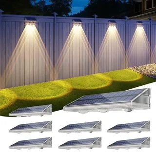YiLaie Solar Wandleuchte Aussen, Solarleuchten für Außen IP67 Wasserdichte,3 Farben Heller Solar Zaunleuchten für Außen,LED Solarleuchten für Aussen für Garten Balkon Terrasse Treppen 8er
