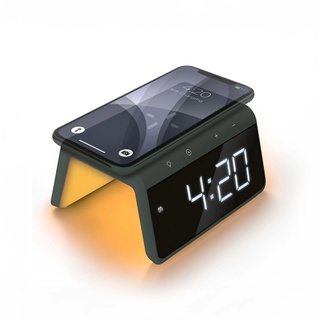 Caliber Digitaler Wecker mit Licht, Dimmbares Display, Doppelalarm, Quick Charge drahtlose Ladestation, Wecker digital, Wecker Kinder, Wecker laut für Tiefschläfer – Digital Uhr - Alarm Clock