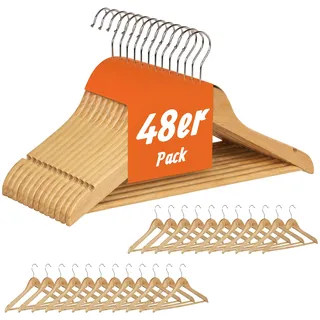 Relaxdays Kleiderbügel Set Holz Braun 48 St.